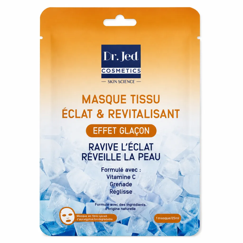 Masque tissu Éclat & Revitalisant Dr. Jed – boîte de 10, vue de face