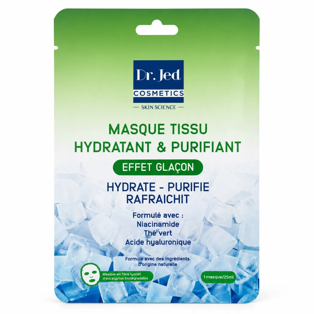 Masque tissu Hydratant & Purifiant Dr. Jed – boîte de 10, vue de face